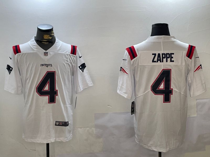 Men New England Patriots #4 Zappe White Second generation 2024 Nike Limited NFL Jersey style 1->new england patriots->NFL Jersey